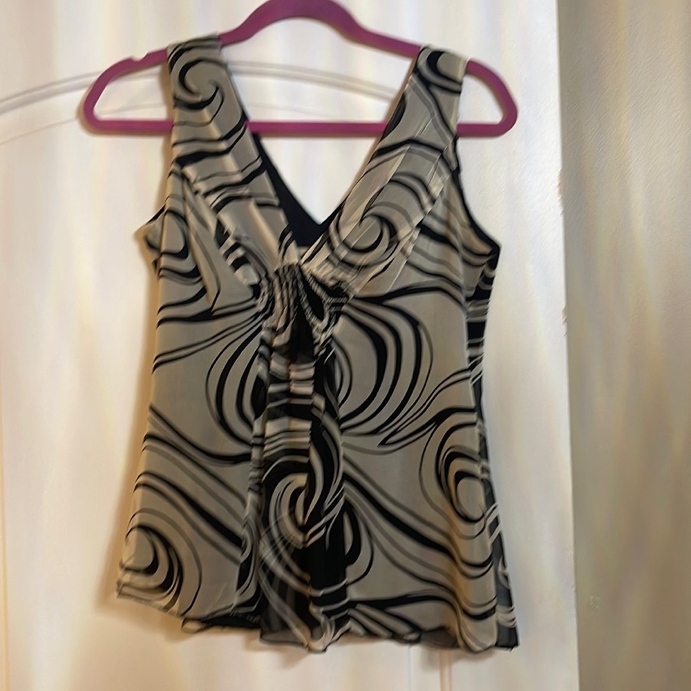 Silk blouse black print